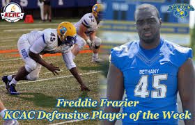 Freddie Frazier of Bethany College is a very sound pass rusher 