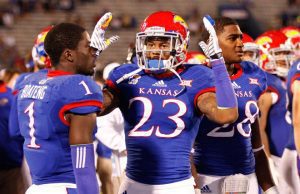 Ronnie Davis the defensive back of Kansas is a freak. I love this kid's abilities on the field