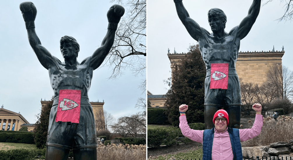 49ers fans and Eagles fans are battling over the Rocky statue 