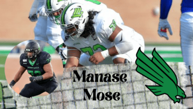 North Texas offensive lineman Manase Mose is a big boy with a mean streak.