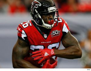 Falcons running back Tevin Coleman slipped and busted his head on the shower floor