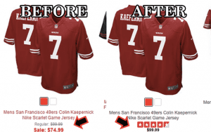 49ers have placed Colin Kaepernick jersey's back up to regular price
