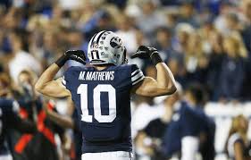 BYU wide out Mitch Mathews is a big, long armed wide out with good route running ability. Could be a great red zone threat for an NFL team