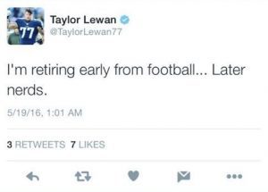 Is Taylor Lewan upset about something? 