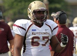 Kutztown offensive lineman Jordan Morgan is a solid player. NFL teams will love his size