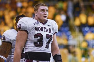 Montana defensive end Caleb Kidder has great size and speed