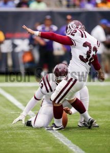 August 31, 2014: Texas Southern Tigers place kicker Eric Medina (32) during the Labor Day Classic  NCAA game between Prairie View A&M vs Texas Southern University at NRG Stadium in Houston, TX.