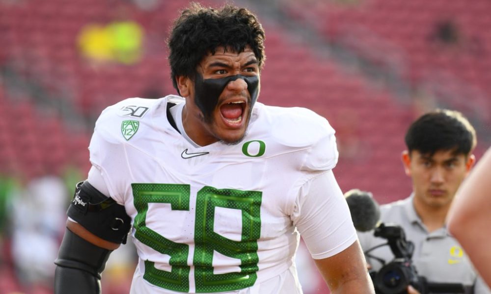 Oregon Ducks OT Penei Sewell has the 2nd best odds to be 