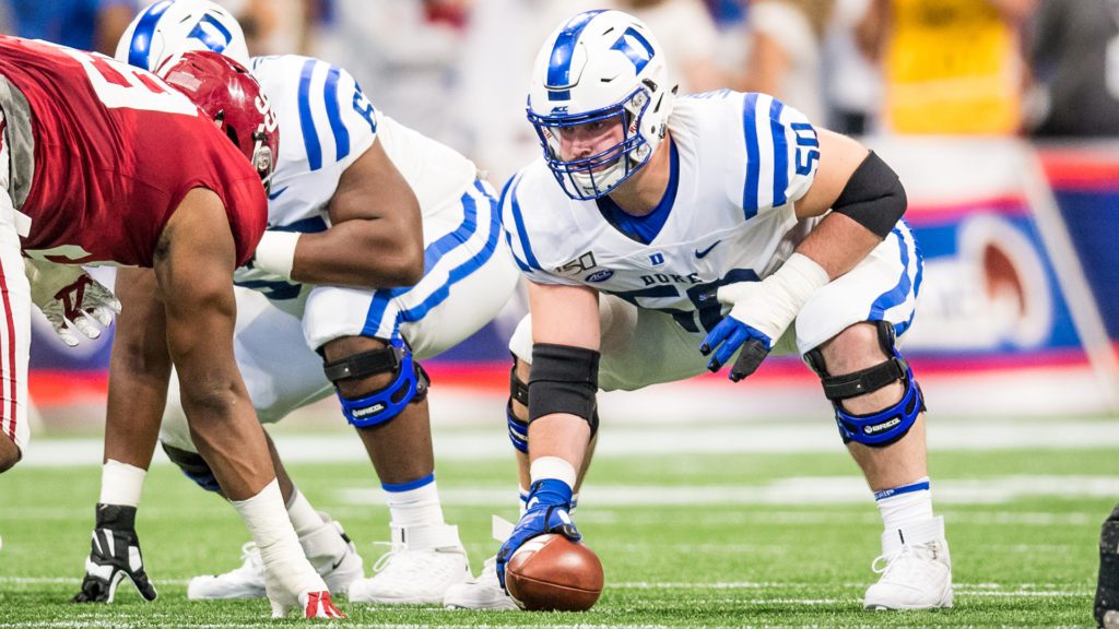 Duke's Jack Wohlabaugh is one of the nastiest centers in college football