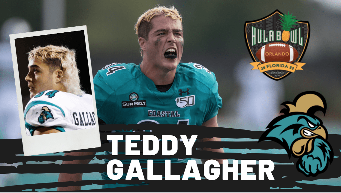 Teddy Gallagher is one of the toughest linebackers in the country. The Chanticleers standout linebacker will attend the 2022 Hula Bowl in Orlando, Florida.