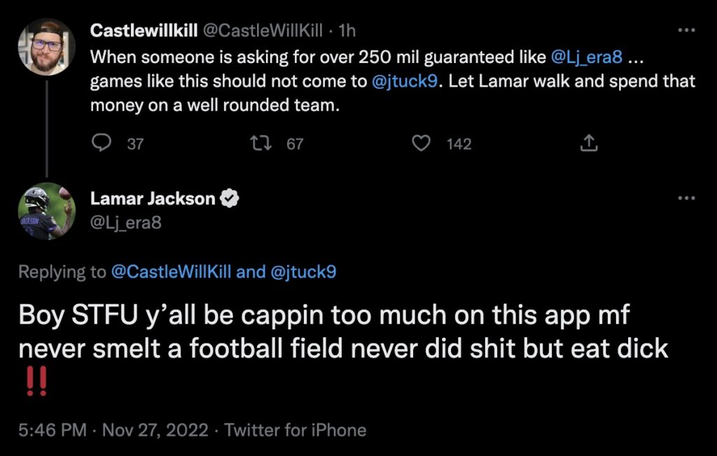 Lamar Jackson crushes one fan for suggesting the team should not pay him
