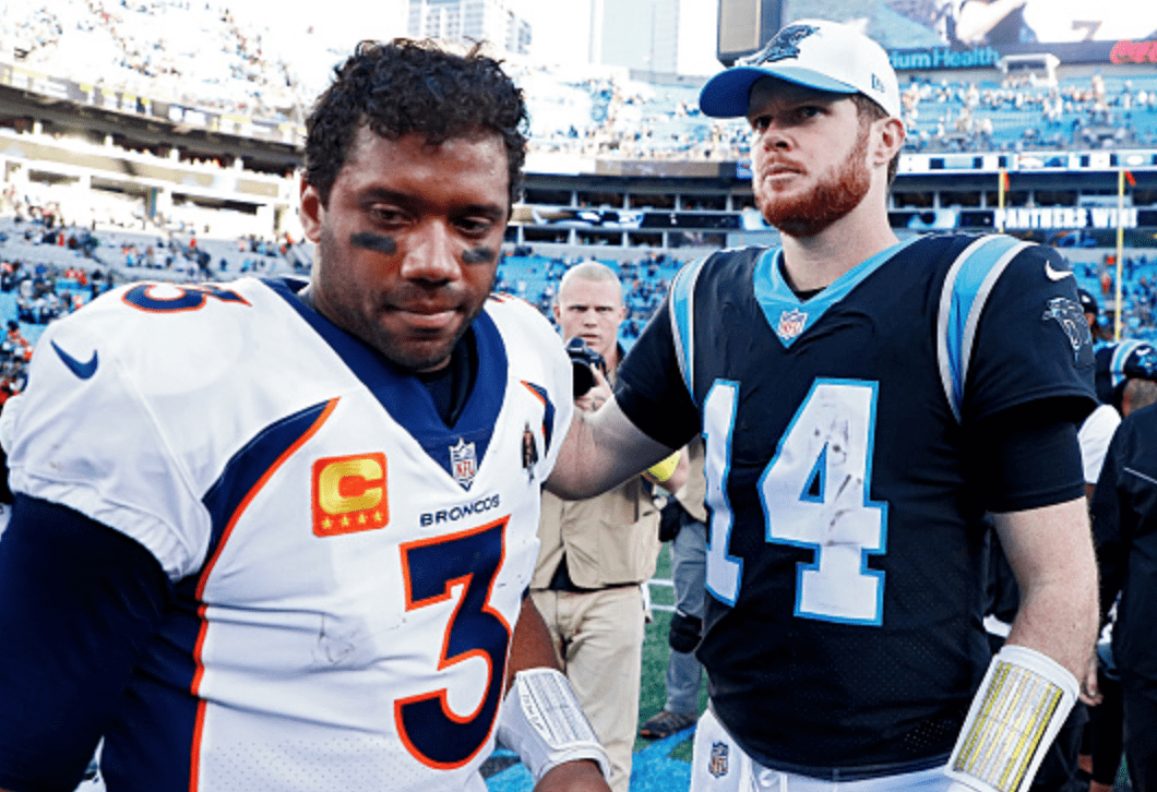 Russell Wilson was outplayed by Sam Darnold and yelled at by his defensive lineman