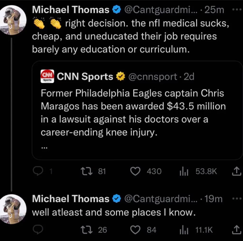 Saints WR Michael Thomas takes a huge shot at NFL and Saints Medical Team, then deleted it