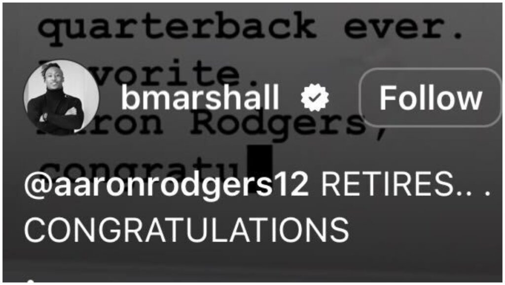 Brandon Marshall just released a video congratulating Aaron Rodgers on his retirement.....