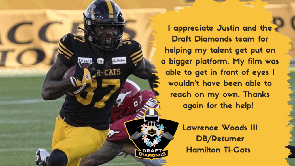 NFL Draft Diamonds Testimonial: Lawrence Woods III, DB/Returner, Hamilton Tiger-Cats