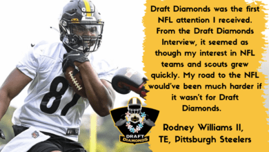 Rodney Williams II the standout tight end prospect formerly of UTM and now the Pittsburgh Steelers