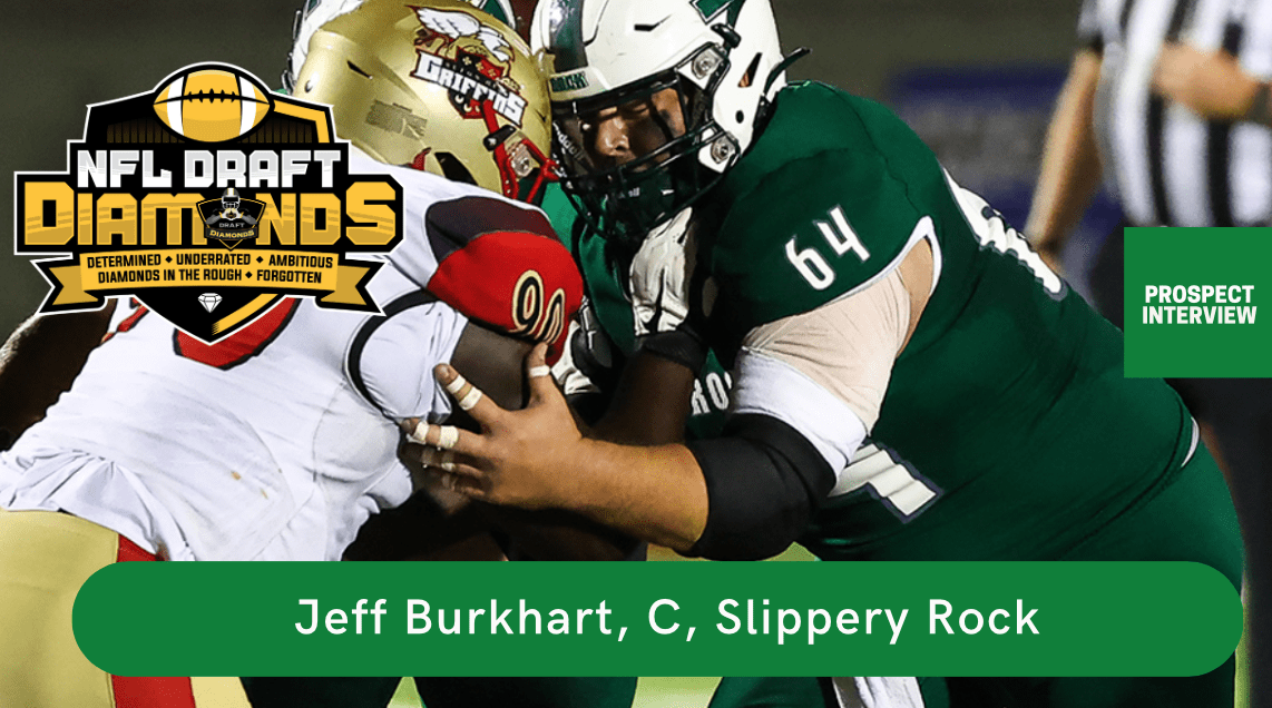 Jeff Burkhart the anchor of Slippery Rock's offensive line is one of the better small school centers in the country.