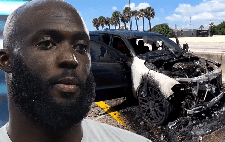 Leonard Fournette's car caught on fire, and now a witness is claiming he was racing a motorcycle before it caught on fire
