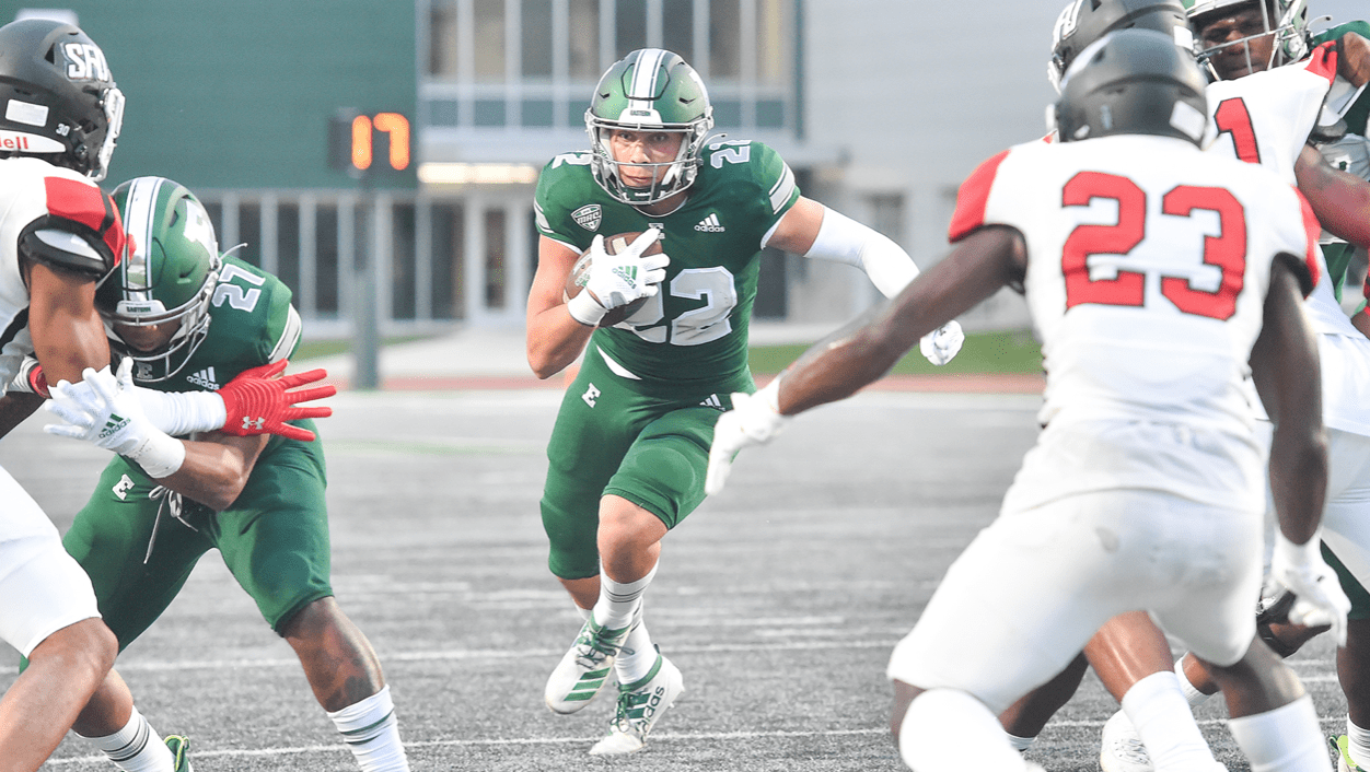 Samson Evans is a strong, smash-mouth type of runner for Eastern Michigan who's hard to bring down. Hula Bowl scout Hayden Russell breaks down Evans as an NFL Prospect in his report.