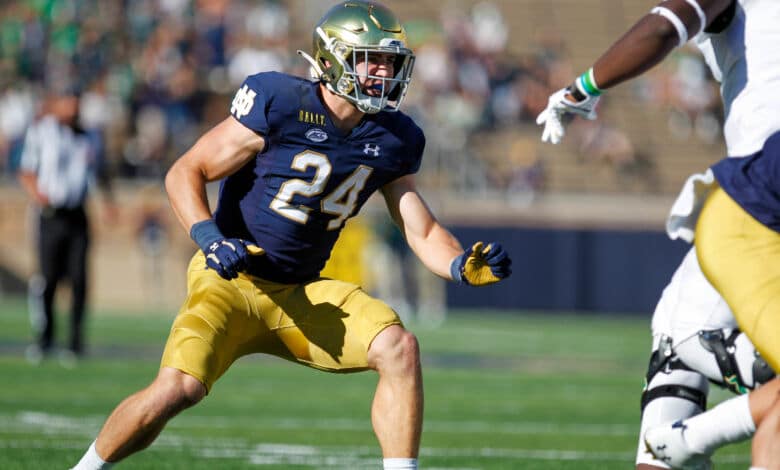 Jack Kiser is an explosive LB for Notre Dame who's a smart player and good run stopper. Senior Hula Bowl scout Mike Bey breaks down Kiser as an NFL Prospect in his report.