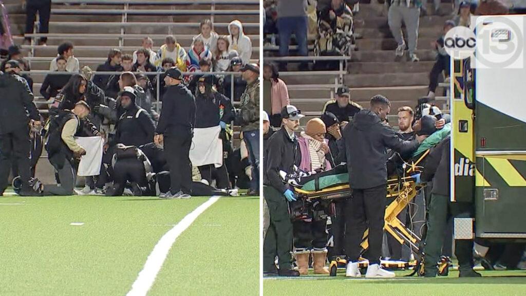 Texas high school football player collapses during pre-game warm-ups 