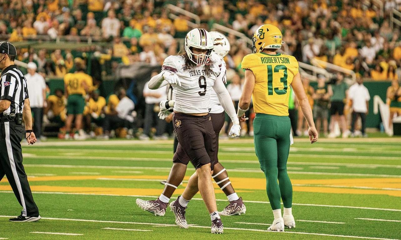 Sam Latham the massive defensive lineman from Texas State is an Intelligent, versatile, mentally tough player who is solid against the run and pass. Check out this scouting report by Mike Bey the Senior Scout of the Hula Bowl.
