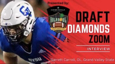Garrett Carroll the massive offensive lineman from Grand Valley State recently sat down with NFL Draft Diamonds scout Jimmy Williams for this exclusive Zoom Interview