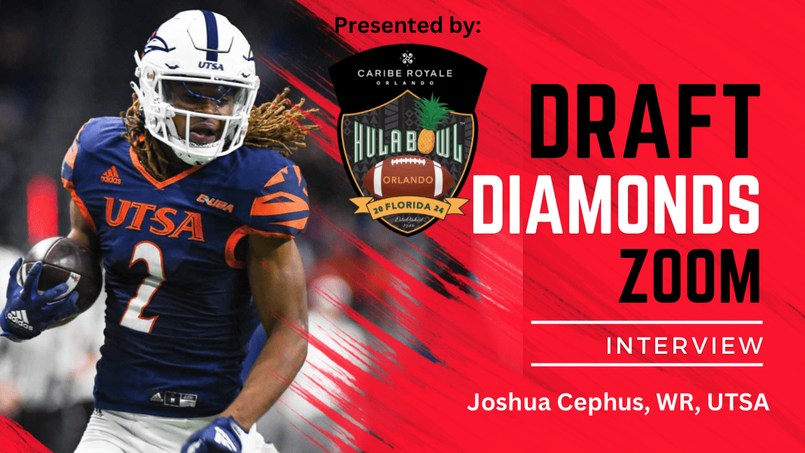 UTSA wide receiver Joshua Cephus is one of the best playmakers in the NFL Draft. Check out this exclusive Zoom Interview with Jimmy Williams of Draft Diamonds. This Hula Bowl Spotlight is presented by Caribe Royale Orlando Hula Bowl. Make sure you hit the like and subscribe buttons below.