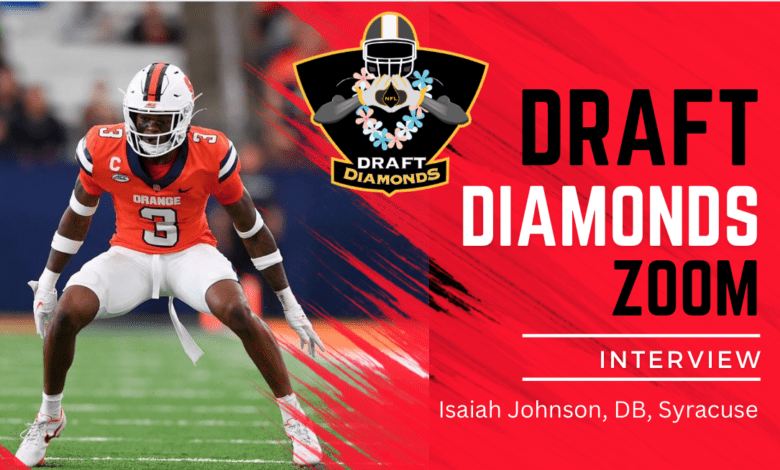 Former Ivy League star Isaiah Johnson is a big and physical cornerback who recently sat down with NFL Draft Diamonds lead scout Jimmy Williams. Check out this exclusive interview with the Cuse star corner only on NFL Draft Diamonds YouTube Channel and make sure you hit the Like and Subscribe buttons below.