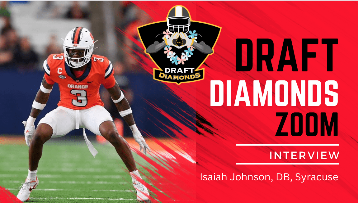 Former Ivy League star Isaiah Johnson is a big and physical cornerback who recently sat down with NFL Draft Diamonds lead scout Jimmy Williams. Check out this exclusive interview with the Cuse star corner only on NFL Draft Diamonds YouTube Channel and make sure you hit the Like and Subscribe buttons below.