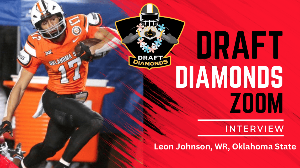 Oklahoma State wide receiver Leon Johnson had a solid year hauling in 33 receptions for 539 yards and scoring one touchdown. Johnson is a sleeper in the 2024 NFL Draft who recently sat down with Jimmy Williams of NFL Draft Diamonds. Check out this exclusive zoom interview and make sure you hit the like and subscribe buttons below.