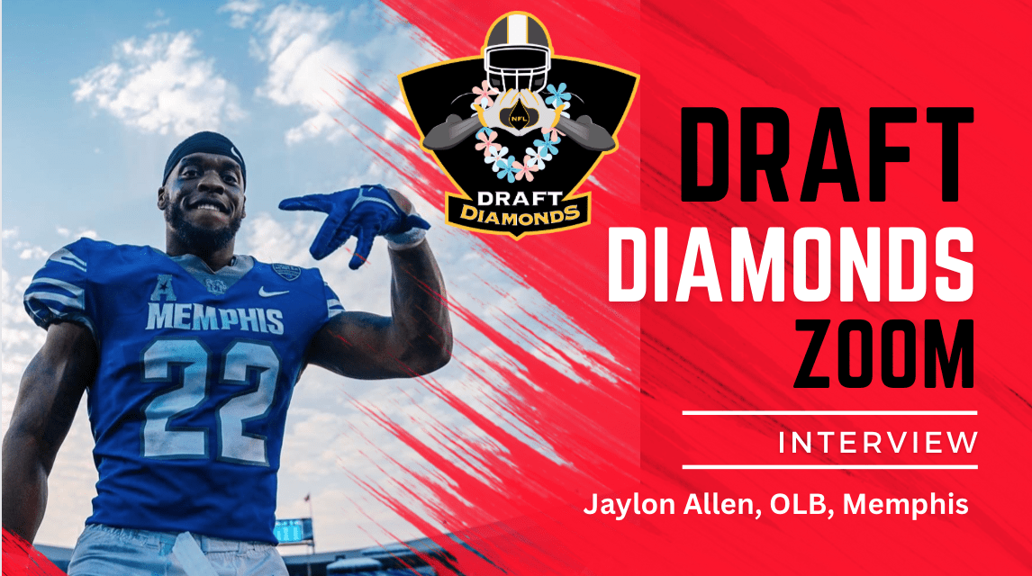 Jaylon Allen the outside backer from Memphis Is a player that has a knack for getting after the ball carrier. Allen recently sat down with NFL Draft Diamonds scout Jimmy Williams for this exclusive Zoom Interview. Check it out and make sure you hit the like and subscribe buttons below.
