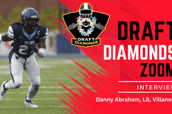 Danny Abraham the standout linebacker from Villanova is a sleeper in the 2024 NFL Draft class. Check out this exclusive Zoom interview with NFL Draft Diamonds