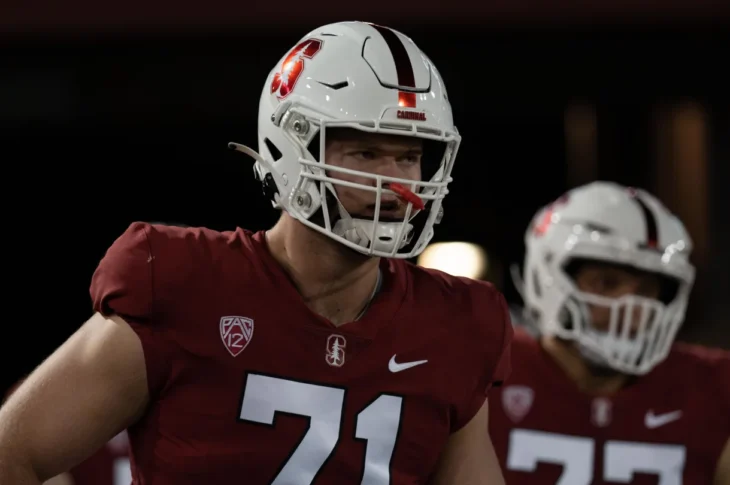 Connor McLaughlin is a big, athletic right tackle who is at his best when he’s pass-blocking. With his very good footwork and hand technique, he gets inside the chest of the defender and controls the rep.