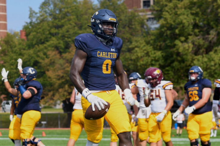 Get to know Ntense Obono, a talented WR/TE from Carleton College. Learn about his journey in football and his favorite moments on the field.