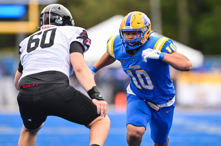 Meet Jack Quander, a standout football player from the University of New Haven. Discover his love for the game and his favorite moments on the field.
