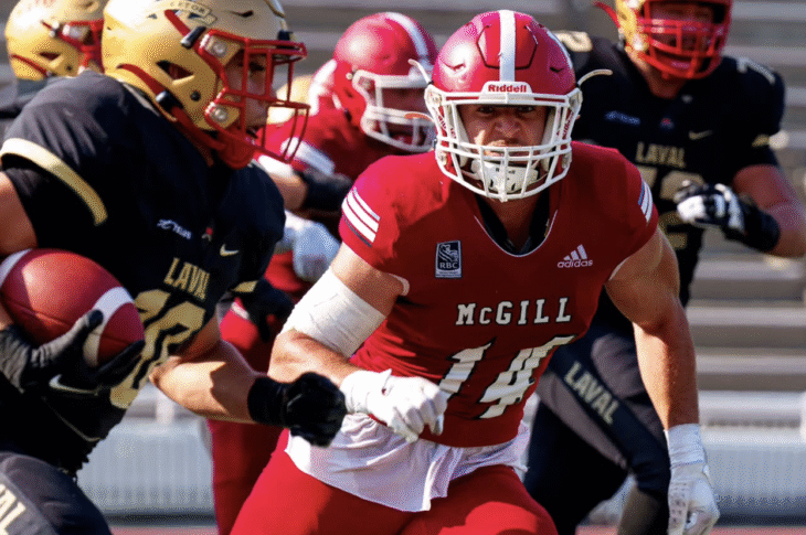 Meet Ilan Barbaras, an athletic linebacker from McGill University, showcasing great instincts for the 2026 NFL Draft.