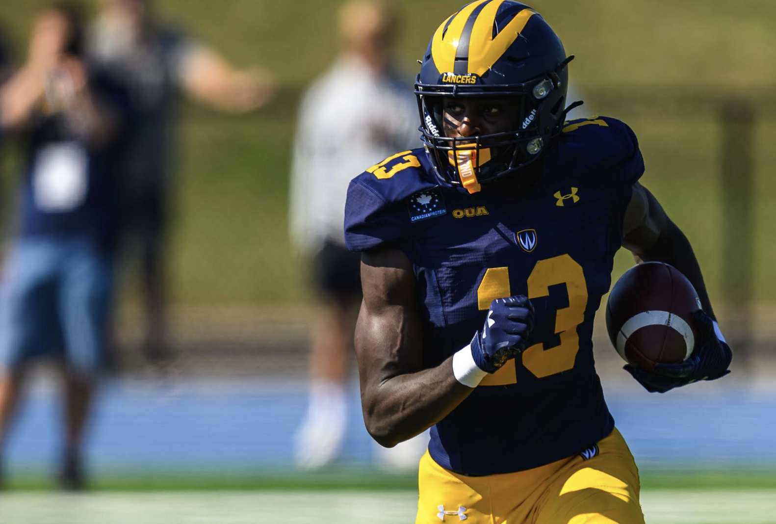 Meet Tyriq Quayson, a wide receiver prospect from the University of Windsor, showcasing impressive size and skills for the NFL Draft.