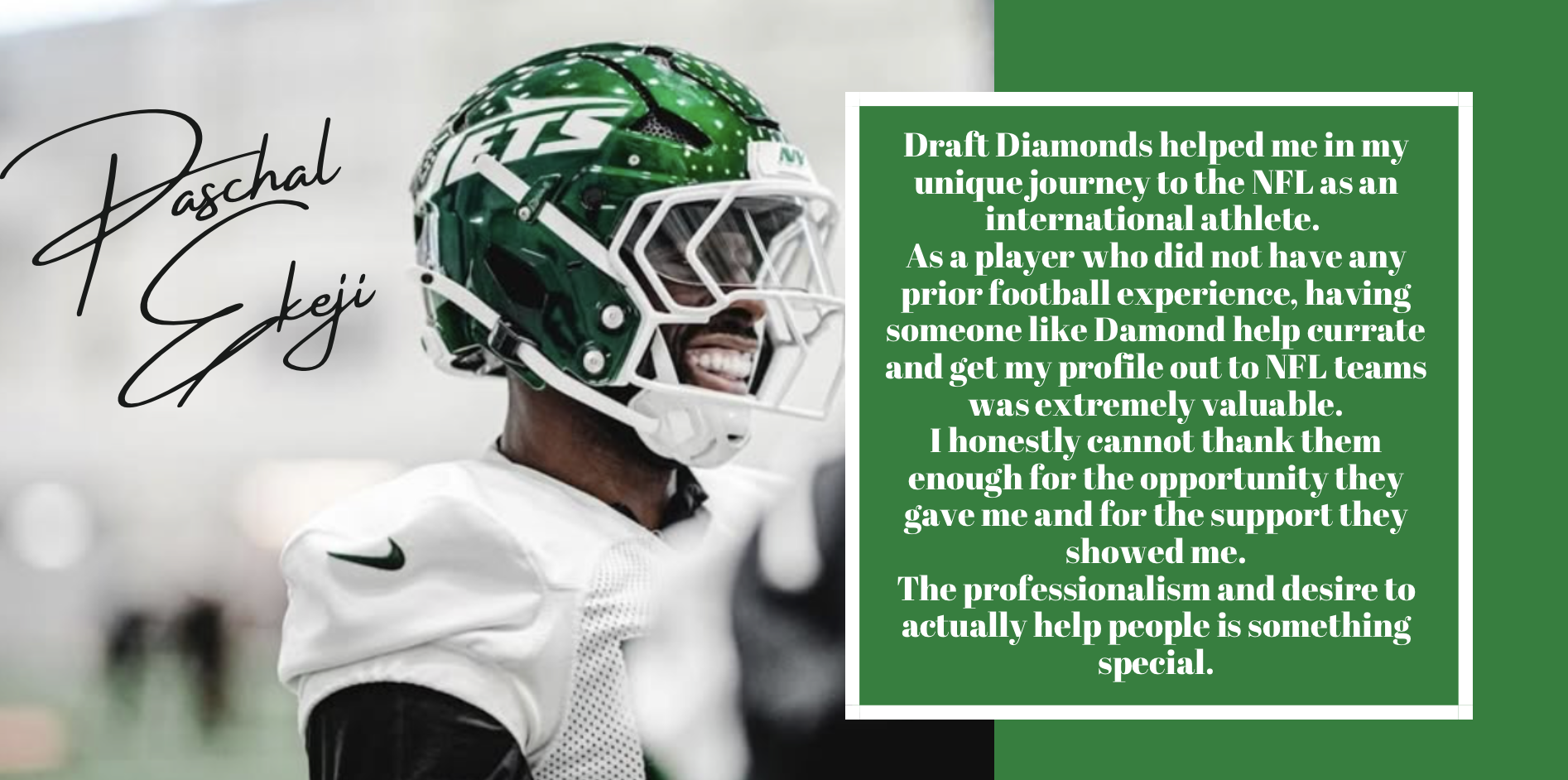 Paschal Ekeji, DE/LB, New York Jets | NFL DRAFT DIAMONDS TESTIMONIAL