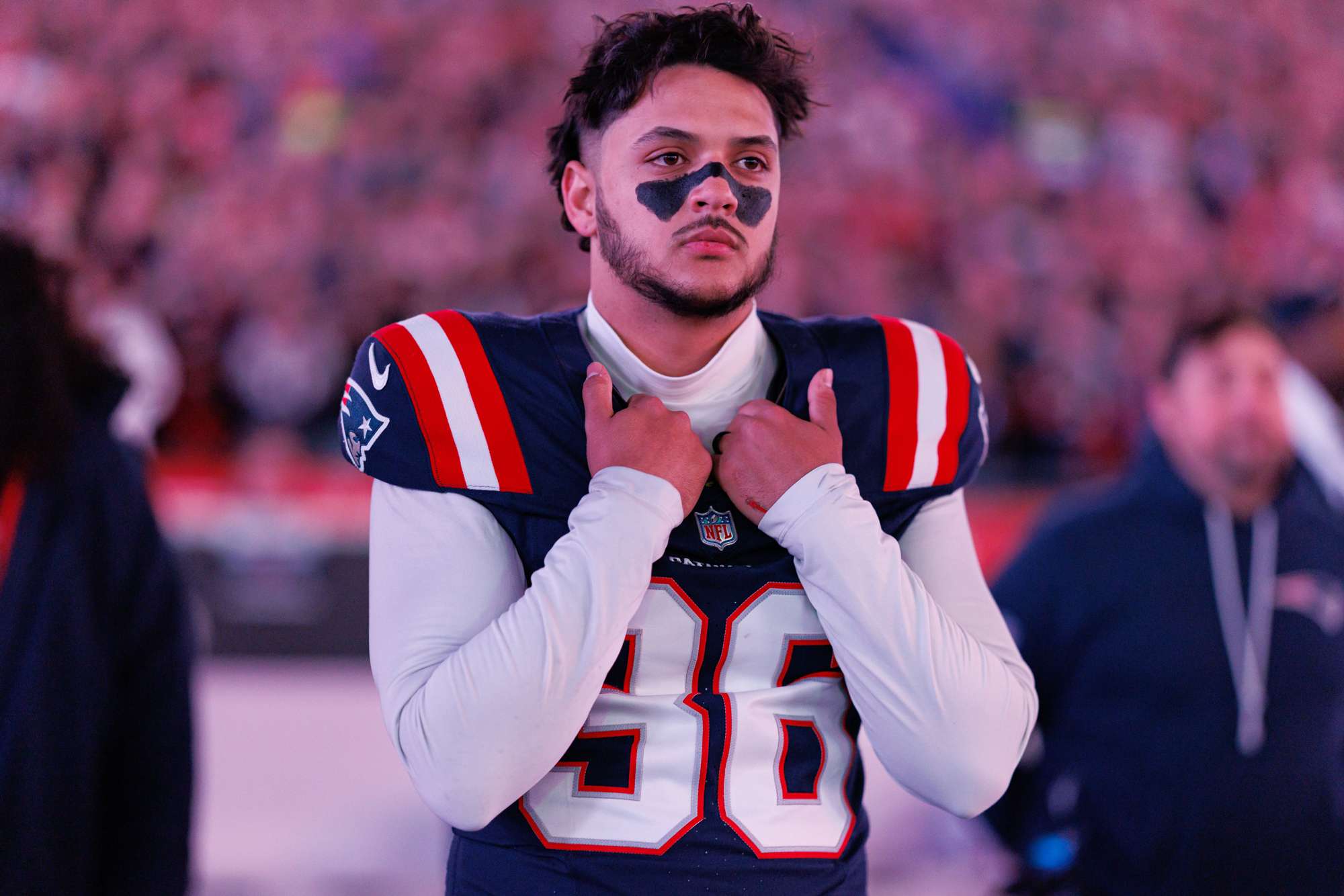 Patriots kicker Andy Borregales the Venezuelan born player is working in a warehouse to help his country